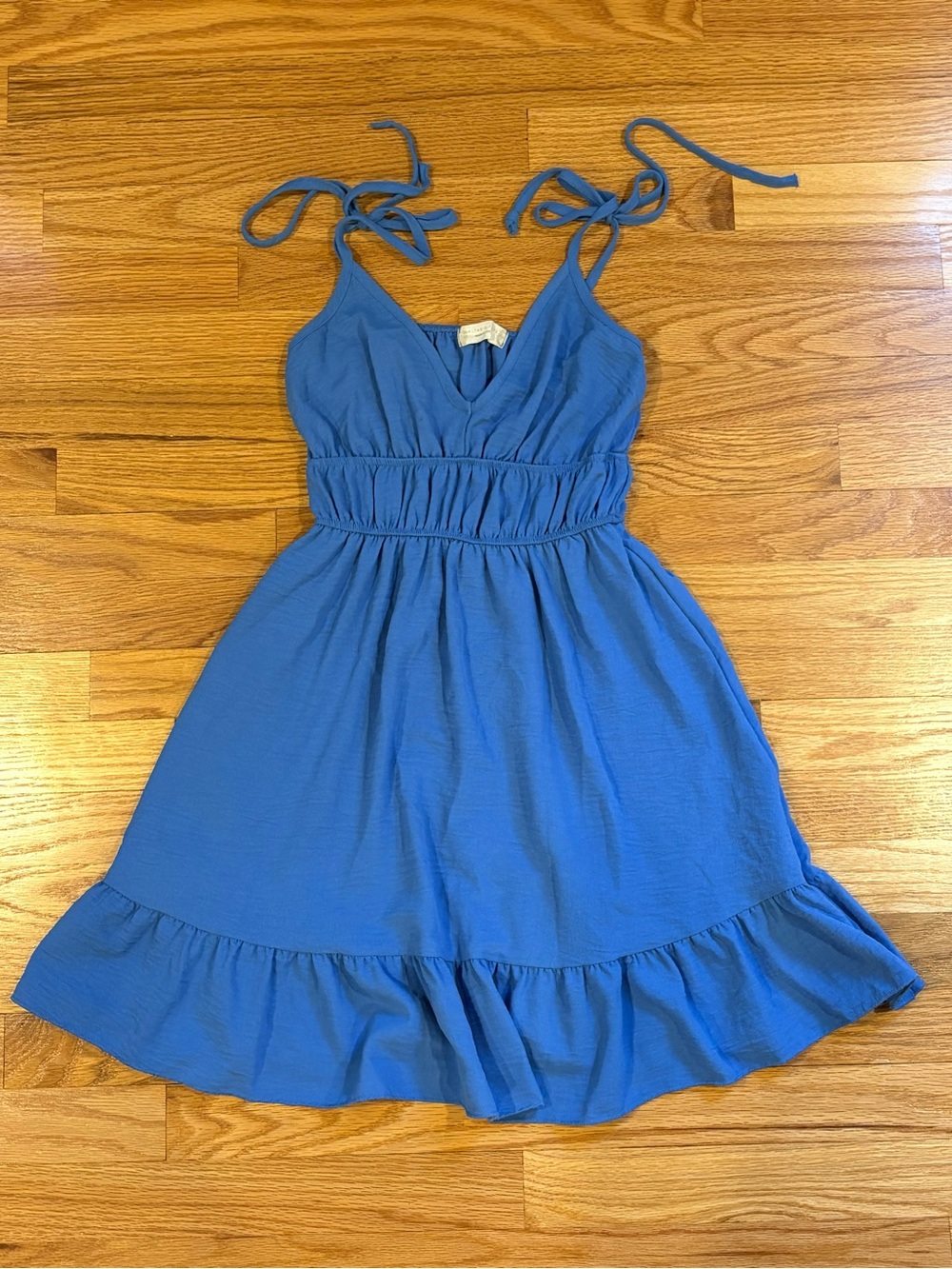 Altar’d State Blue Tie-Shoulder Mini Sundress
